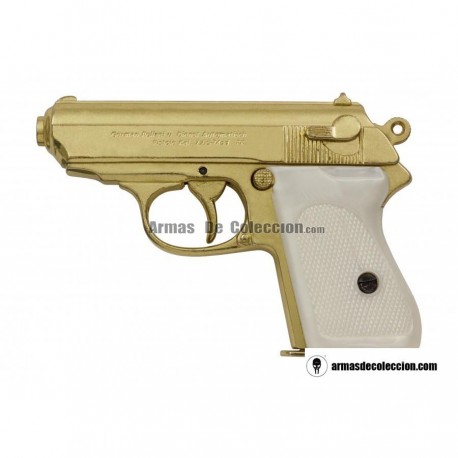 pistola-semiautomatica-walther-ppk-1931-replica-de-luxo-perola-ouro-da-denix-5277