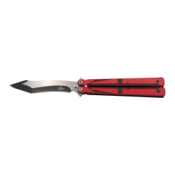 Navaja de abanico Third K2805RDK hoja de acero, mango de acero inox y aluminio rojo con tridente negro.