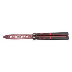 Navaja de abanico de práctica Third K2805BKX hoja de acero, mango de acero inox y aluminio negro con tridente rojo.